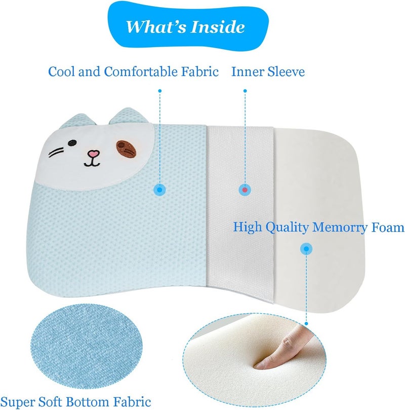 VEMBAP Toddler Pillow for Sleeping, Cool Flat Pillow, Memory Foam Toddler Pillow for Kids, Ultra Thin Design,Easy to Carry for Traveling or Camping (Age 2 to15)(Blue, 18 in x 10.5 in) - Image 3